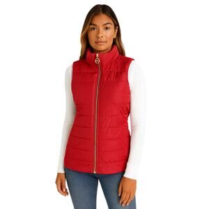 Michael Kors Full Zip Puffer Vest in Cherry Red EUC Size Small